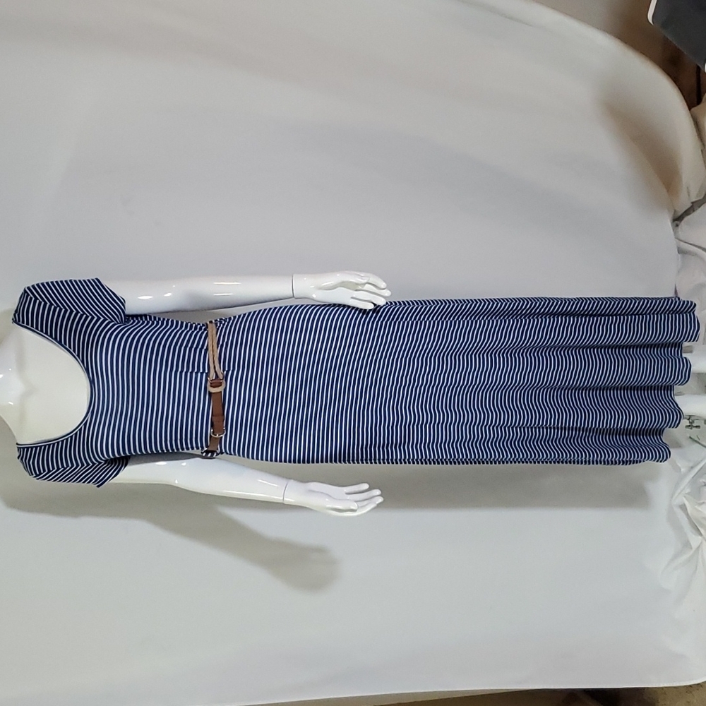 Blue/White Striped Long Dress